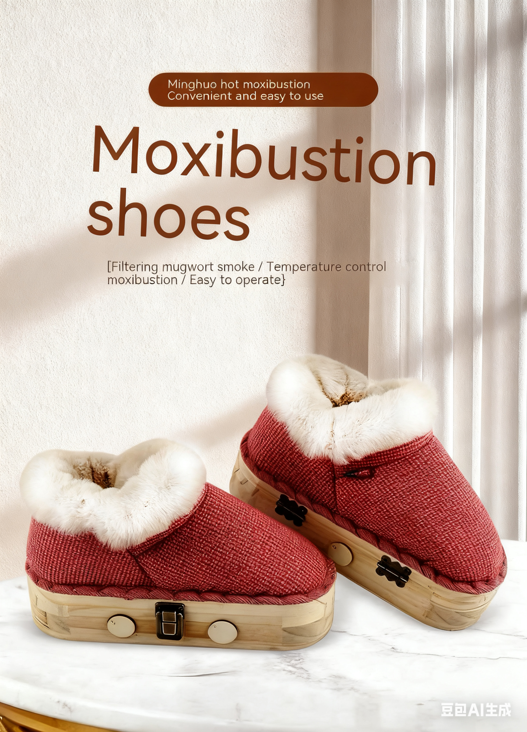 Moxibustion Shoes & Moxa Stick Box - Winter Foot Warming Essential, Adjustable Temperature Moxibustion Boots for Men & Women, Portable Mugwort Heat Therapy Tool (Brown, 7-8.5)