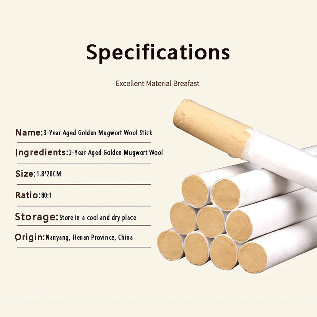 3-Year Aged Golden Velvet Moxa Sticks (1.8×20cm)