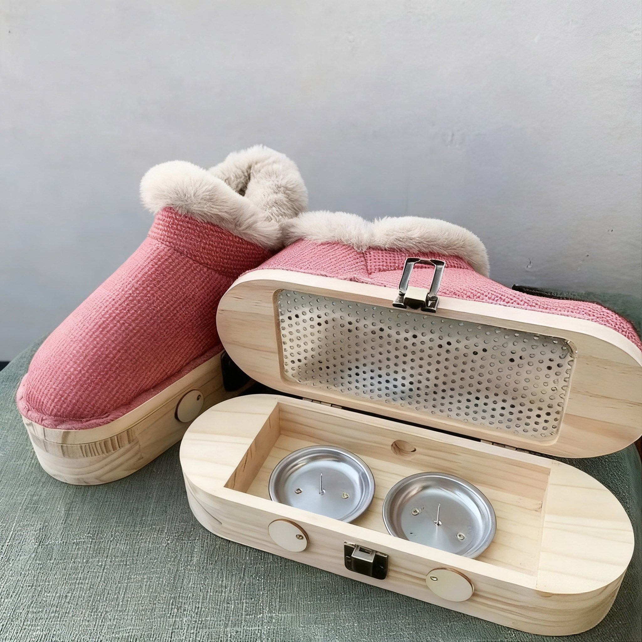 Moxibustion Shoes & Moxa Stick Box - Winter Foot Warming Essential, Adjustable Temperature Moxibustion Boots for Men & Women, Portable Mugwort Heat Therapy Tool (Brown, 7-8.5)