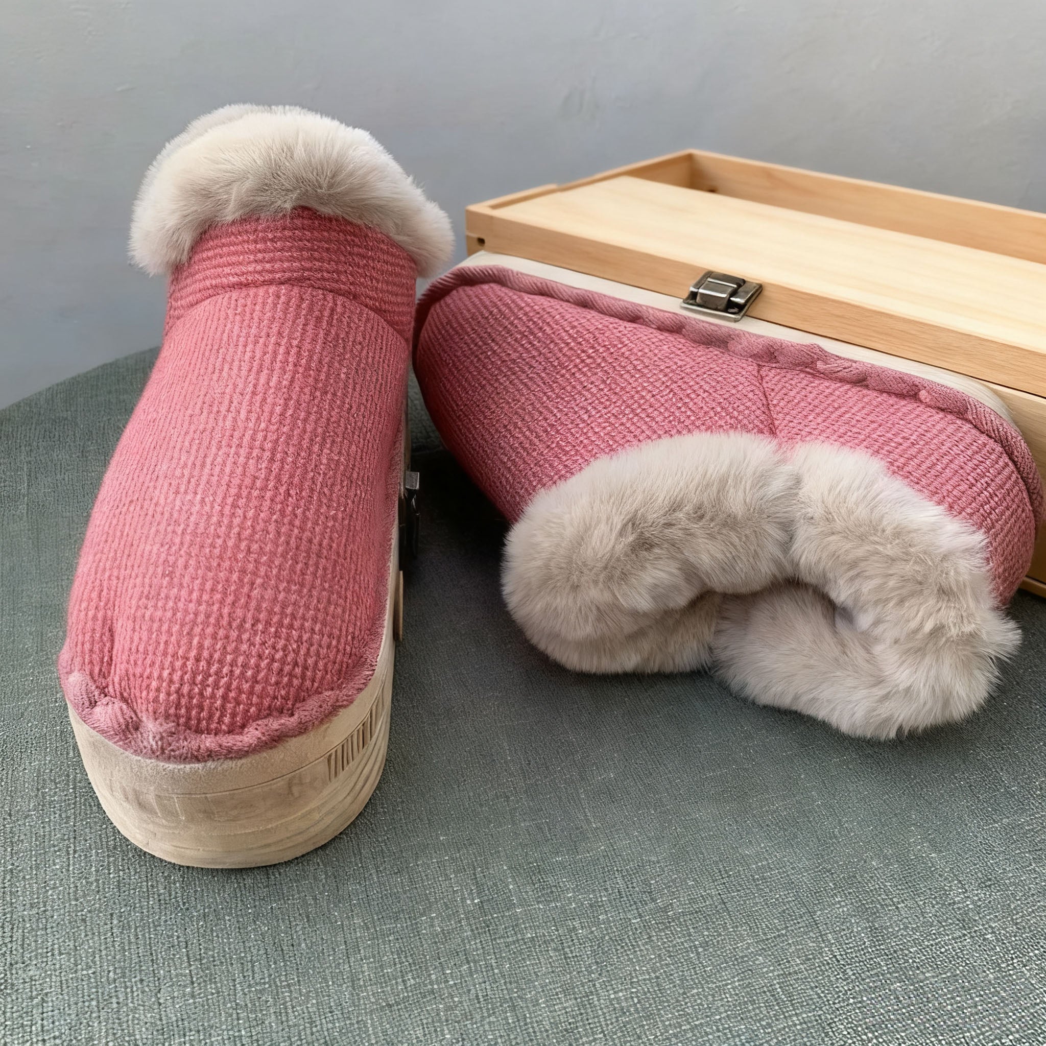 Moxibustion Shoes & Moxa Stick Box - Winter Foot Warming Essential, Adjustable Temperature Moxibustion Boots for Men & Women, Portable Mugwort Heat Therapy Tool (Brown, 7-8.5)